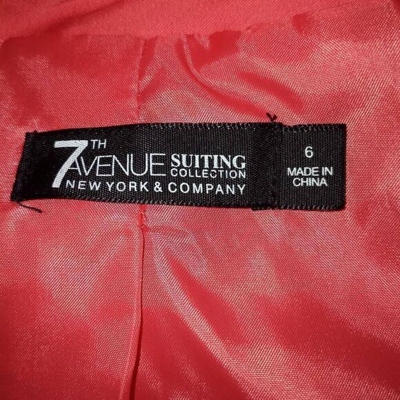 NEW YORK & COMPANY 7TH AVENUE PINK/CORAL BLAZER SZ.6 EUC. - Picture 7 of 7